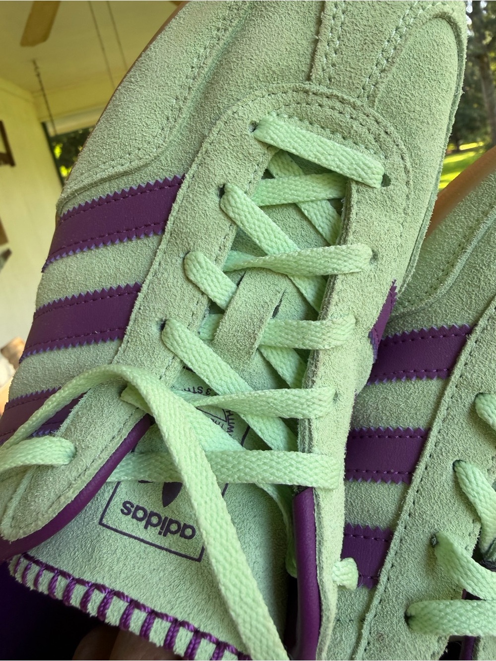 adidas Gazelle Women’s Mint Green & Purple Suede Sneakers - Picture 10 of 11